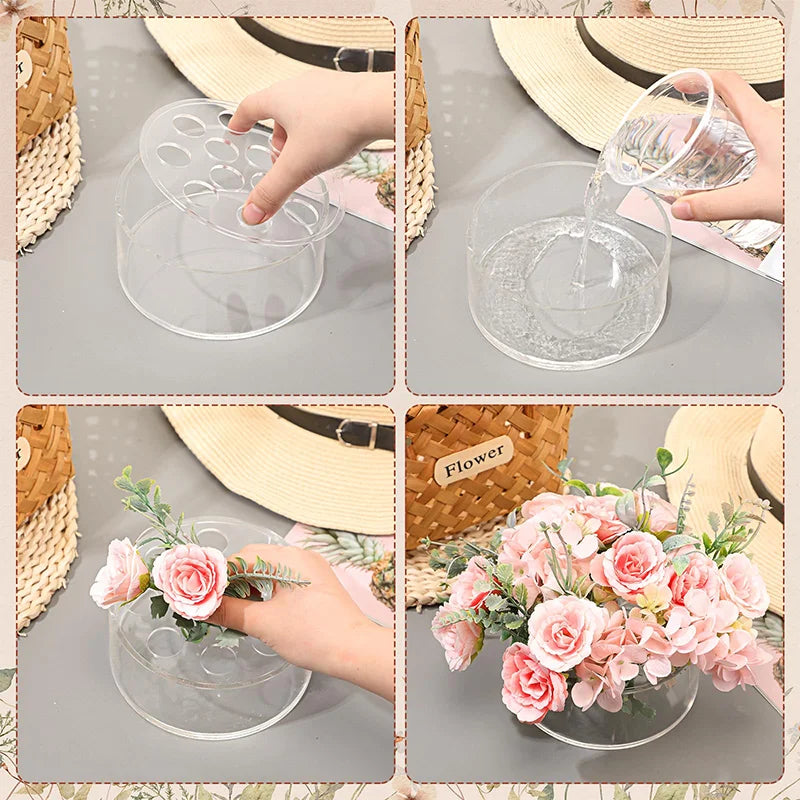 12 Hole Circular Acrylic Vase, 2.55 Inches High With Holes
