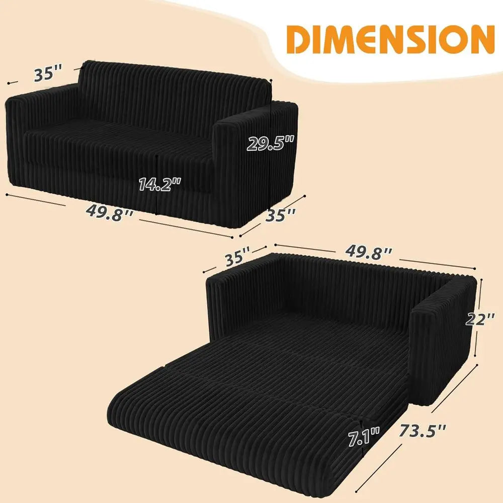 Convertible Sleeper Chair with Armrest, Portable Couch Bed for Living Room, Bedroom