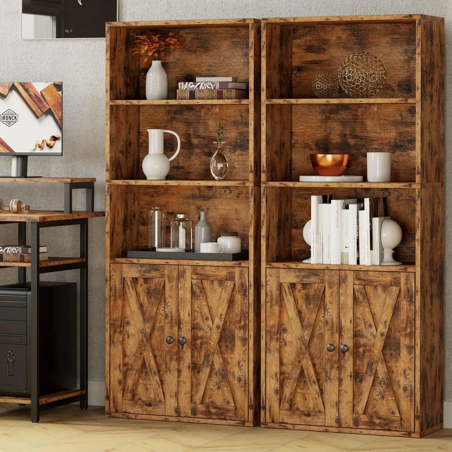 IRONCK Industrial Bookshelves and Bookcases with Doors 11.8 in  5 Shelf  Bookcase