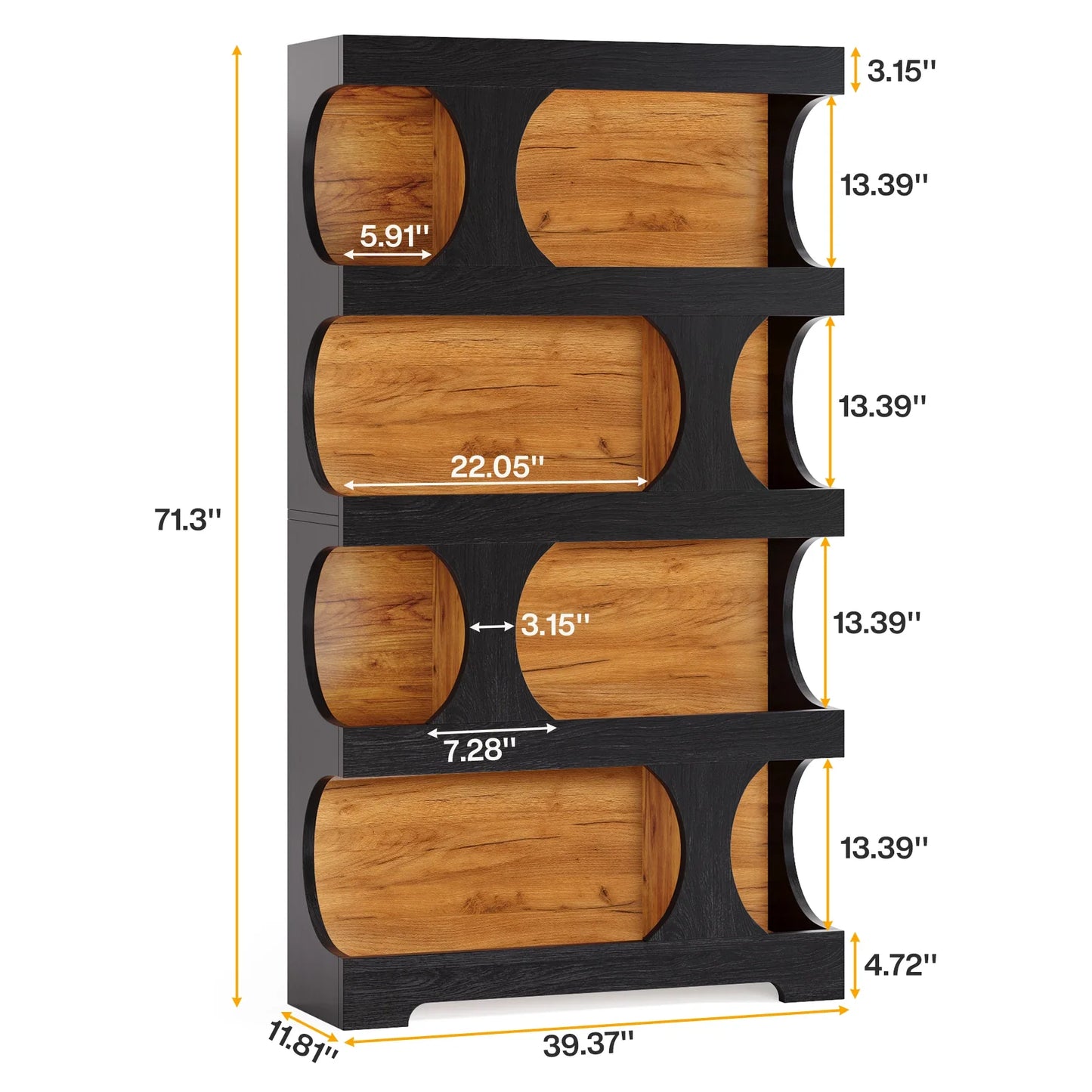 Tribesigns 71" Tall Bookcase, 4-Tier S-Shaped Bookshelf, Wood Modern Freestanding Display Shelves