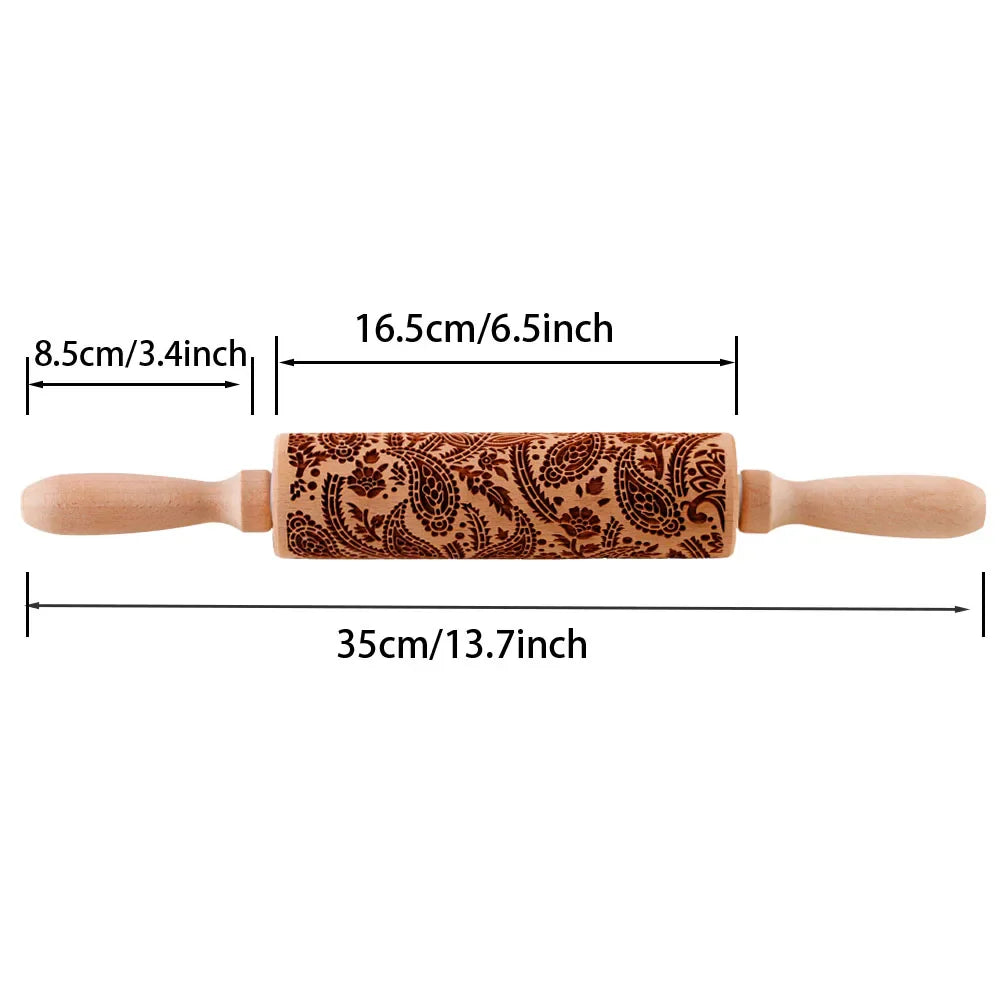 1 pcs Wooden Sunflower Embossed Rolling Pin