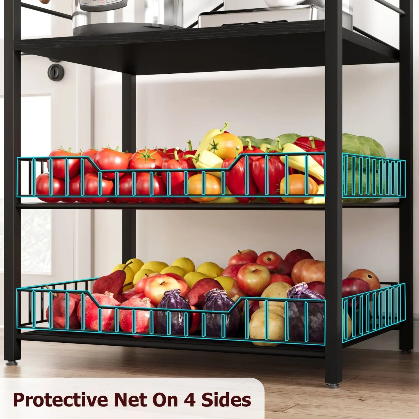 Kitchen Bakers Rack Microwave Oven Stand Coffee Bar Station