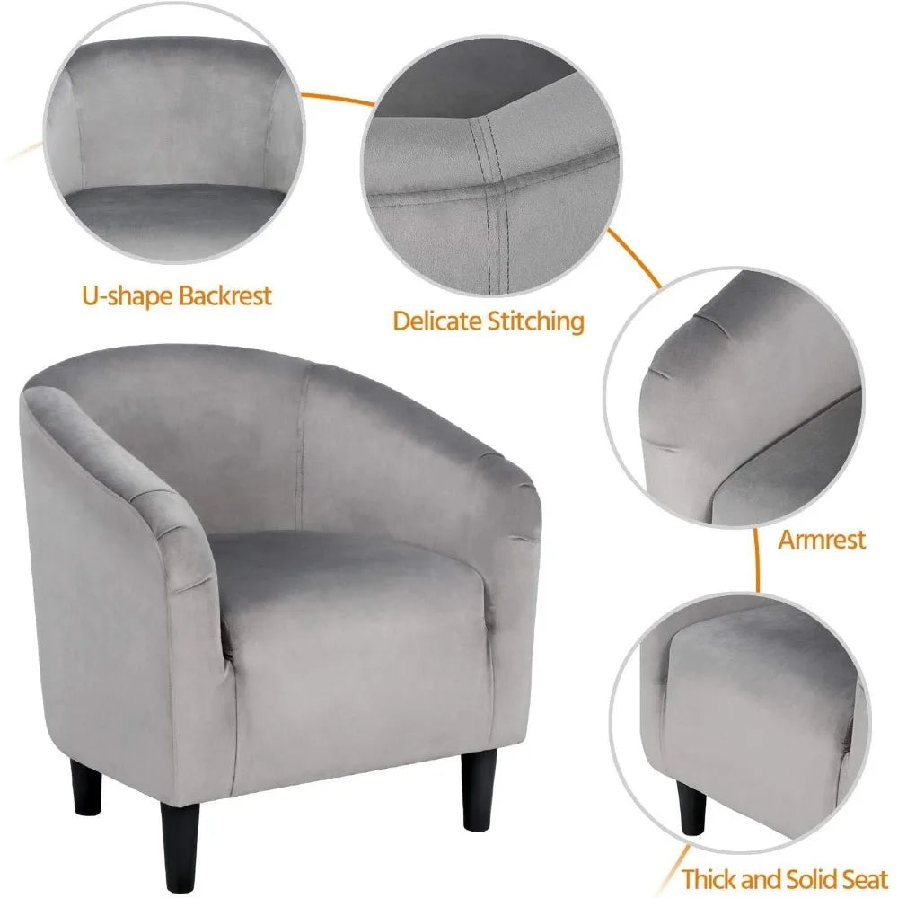 Barrel Chair, Modern Accent Chair Comfy Velvet Chair  for Living Room Bedroom Office,