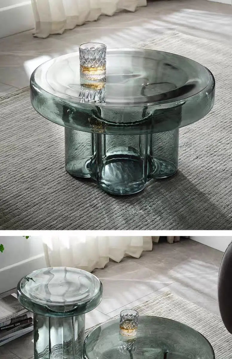 Nordic Creative Glass Coffee Table Living Room Handmade Coffee Table Round