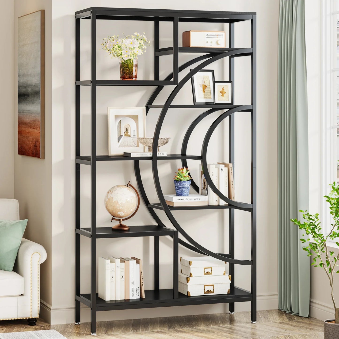 Tribesigns Bookshelf Industrial 5 Tier Etagere Bookcase,