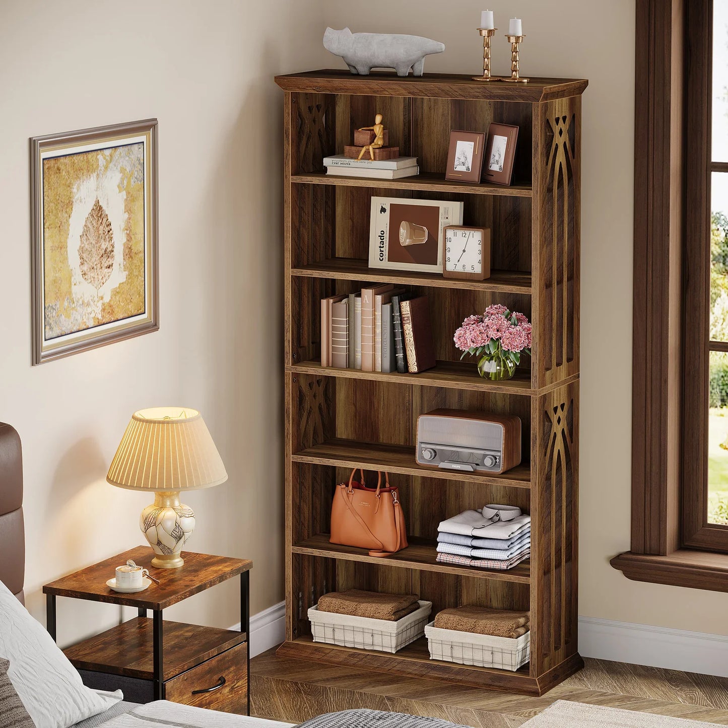 Tribesigns 6-Tier Bookshelf, 75-Inch Tall Bookcase,  Freestanding Display Shelves,