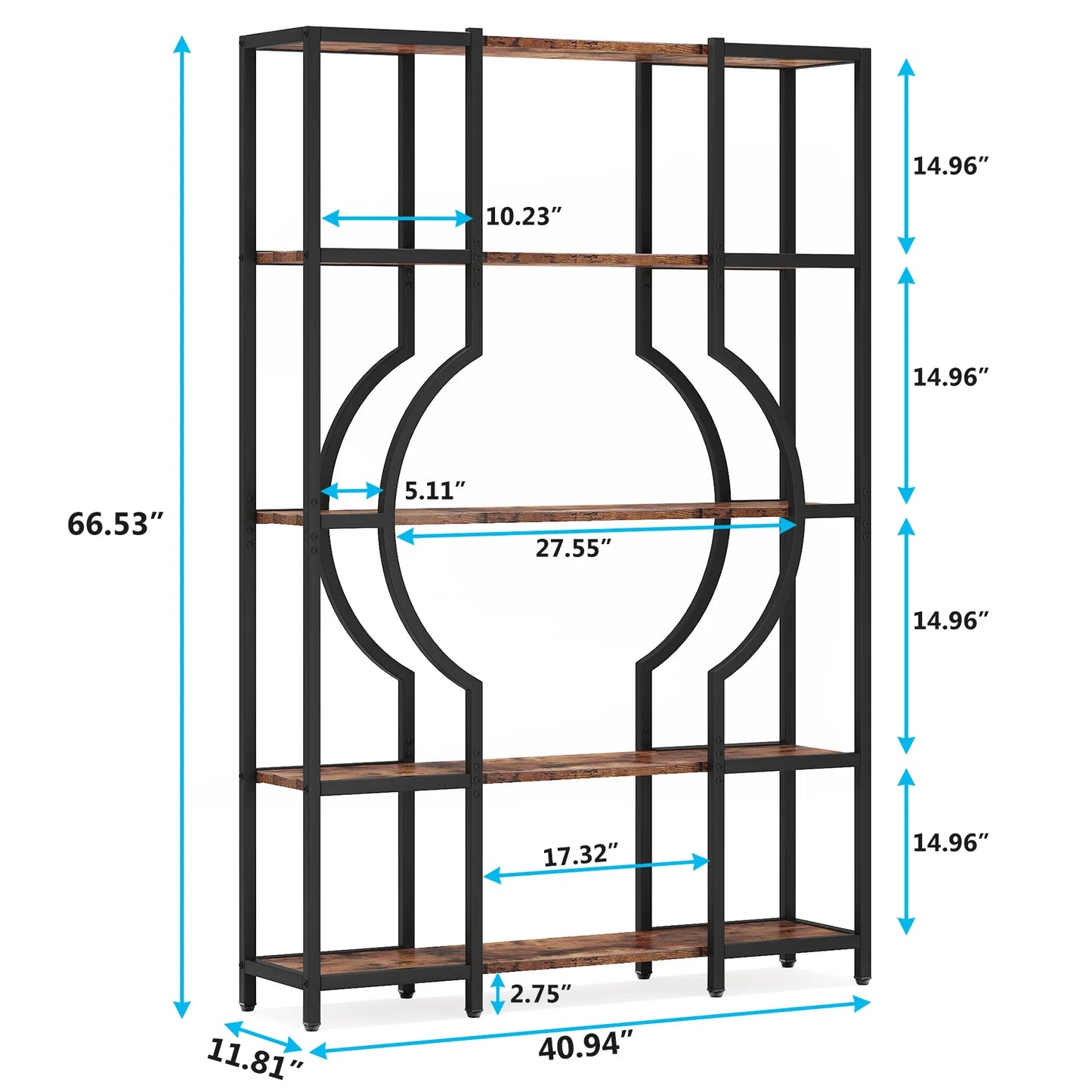 Tribesigns Bookshelf Industrial 5 Tier Etagere Bookcase,