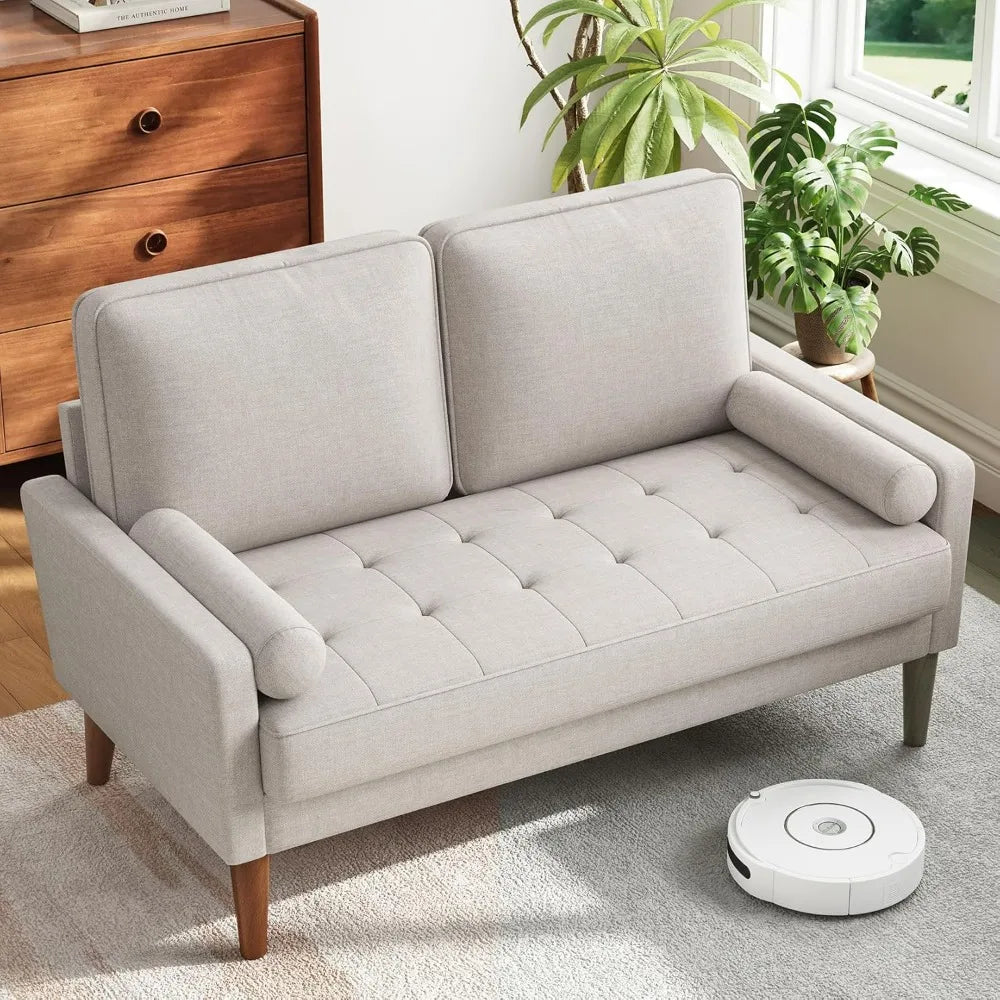 48 Inch Vesgantti Loveseat Sofa - Solid Wood Legs  Throw Pillow