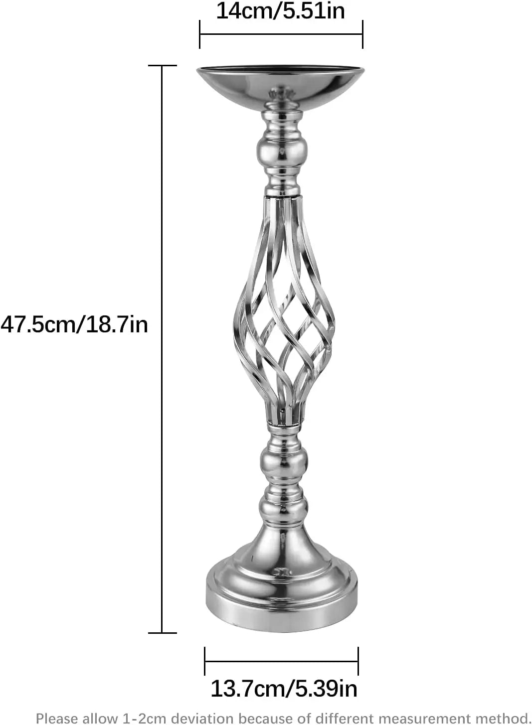 6pcs Silver Metal Flower Vases