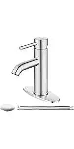 4 Inch Faucets 3 Hole, Bathroom Sink With Pop-Up Drain & Supply Hoses, 2-Handle 360 Swivel Spout Stainless Steel