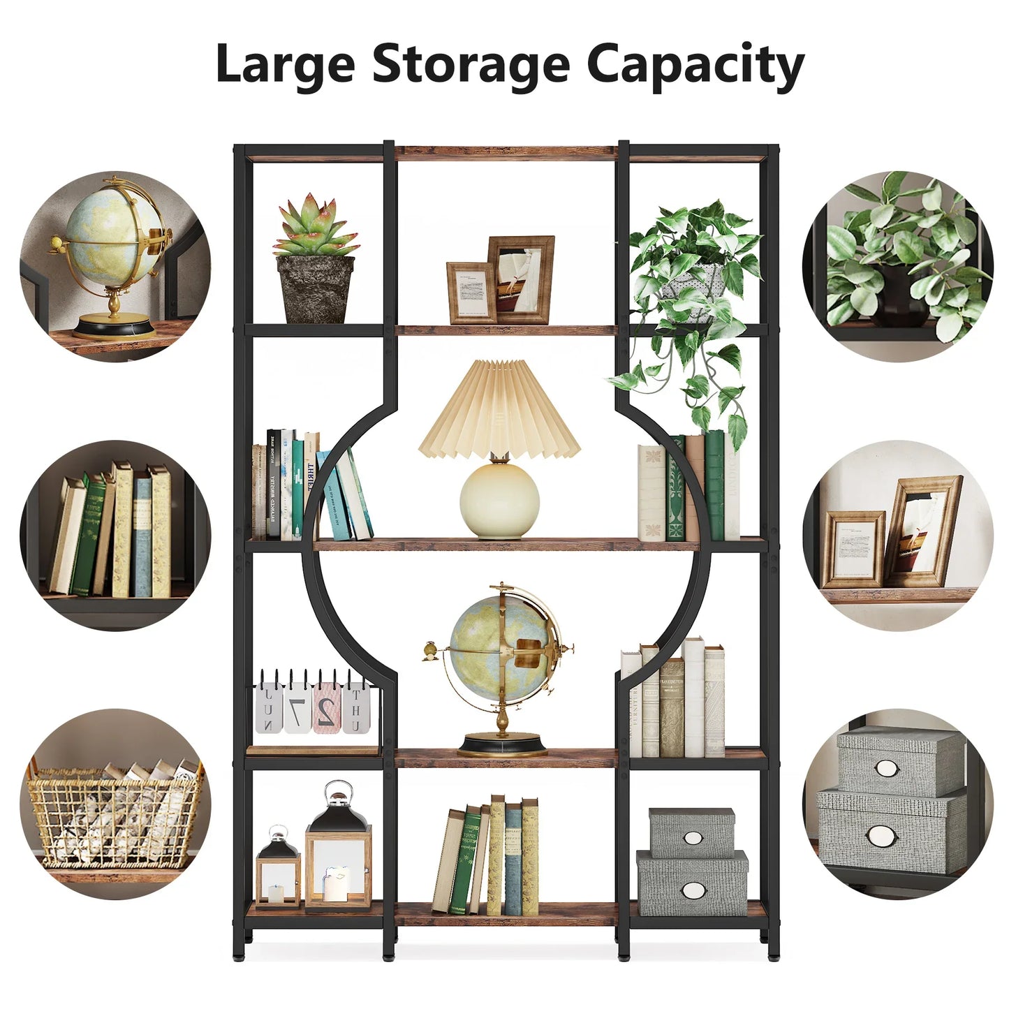 Tribesigns Bookshelf Industrial 5 Tier Etagere Bookcase,