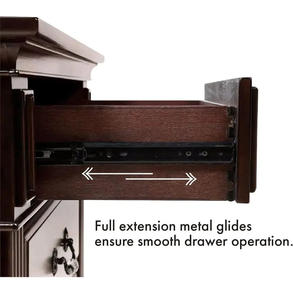 6-Piece Solid Wood Traditional Bedroom Set with Chest, Mirrored Dresser, 2 Nightstands,