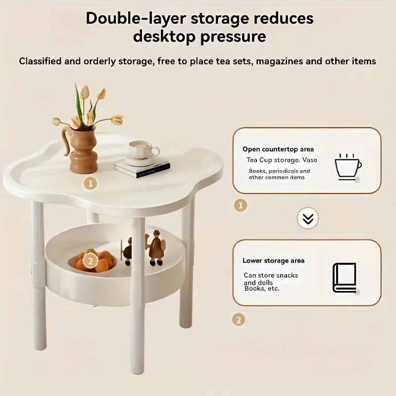 Stylish Modern Round Side Table with Storage Shelf