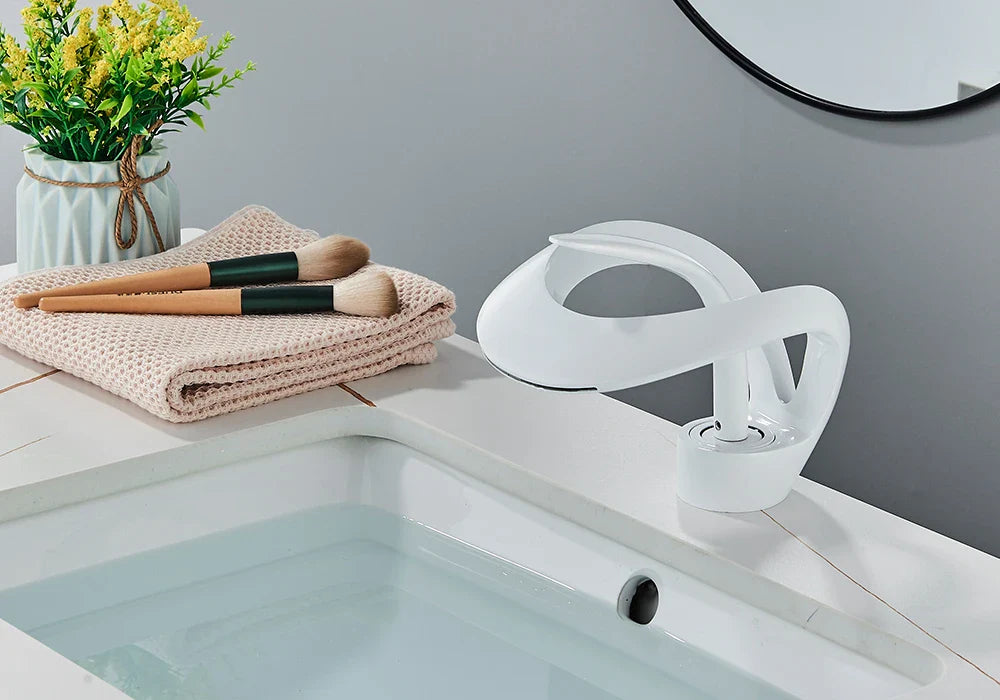 Rozin Luxury Black Basin Faucet Grey Bathroom Waterfall Mixer Tap Brass Deck Mount Modern Style