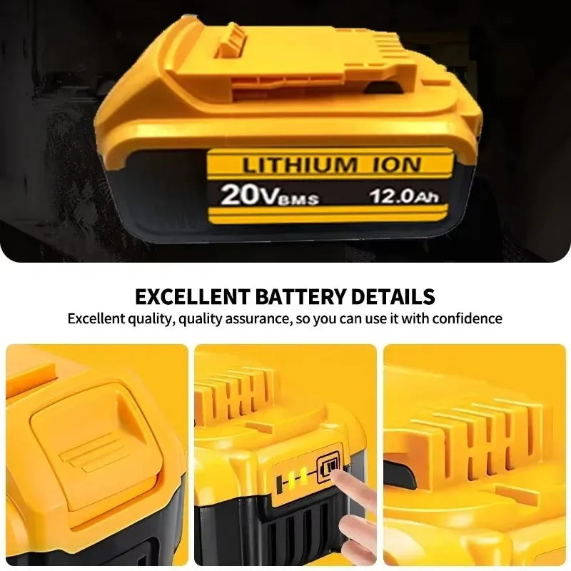 For DeWal Original 20V 12.0Ah MAX Battery Power Tool Replacement For DeWalt 20V 6A 18Volt 20v Battery.
