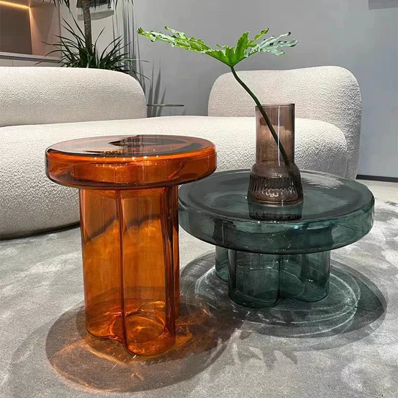 Nordic Creative Glass Coffee Table Living Room Handmade Coffee Table Round