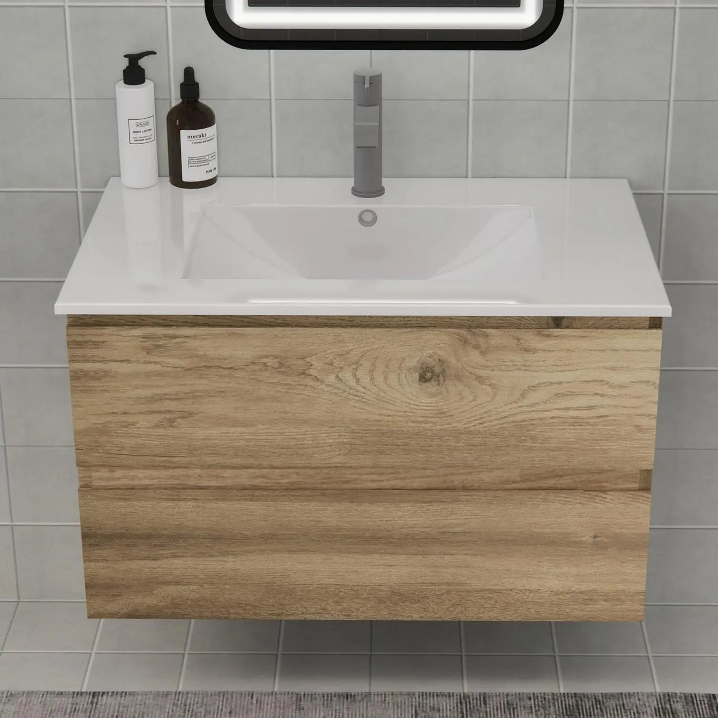 30" Space-Saving Floating Bathroom Vanity with Sink, 2 Soft-Close Drawers Modern Bathrooms