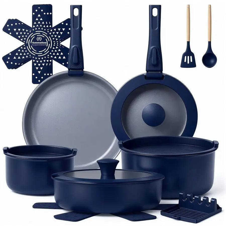 18Piece Ceramic Pots and Pans Set Non Stick, Non Toxic Cookware Set