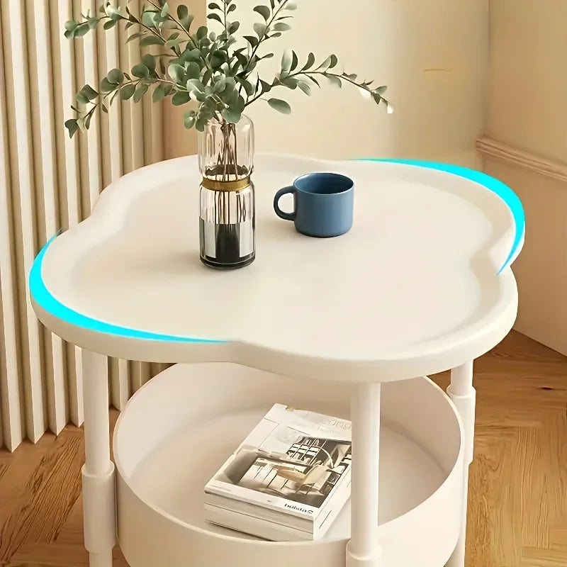 Stylish Modern Round Side Table with Storage Shelf