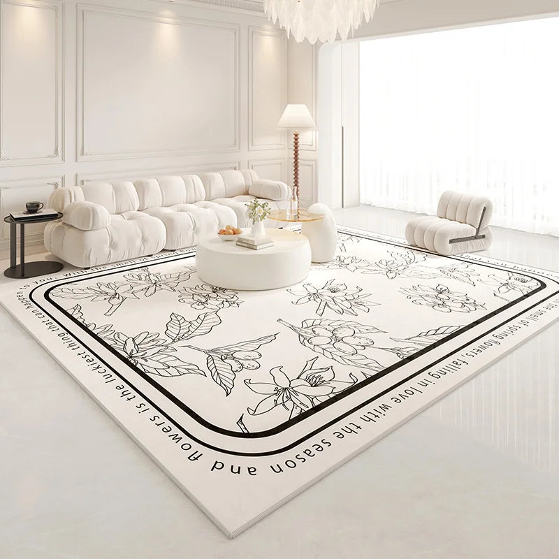 American Retro Carpets for Living Room Thick  Decor Flower Pattern Carpet