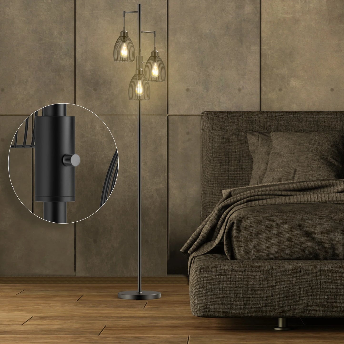70" Tree Floor Lamp with 3 Bulbs