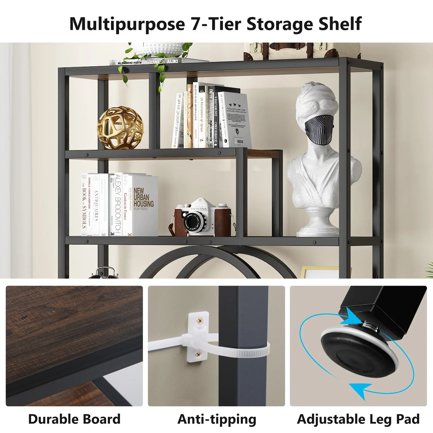 Tribesigns Bookshelf Industrial 5 Tier Etagere Bookcase,
