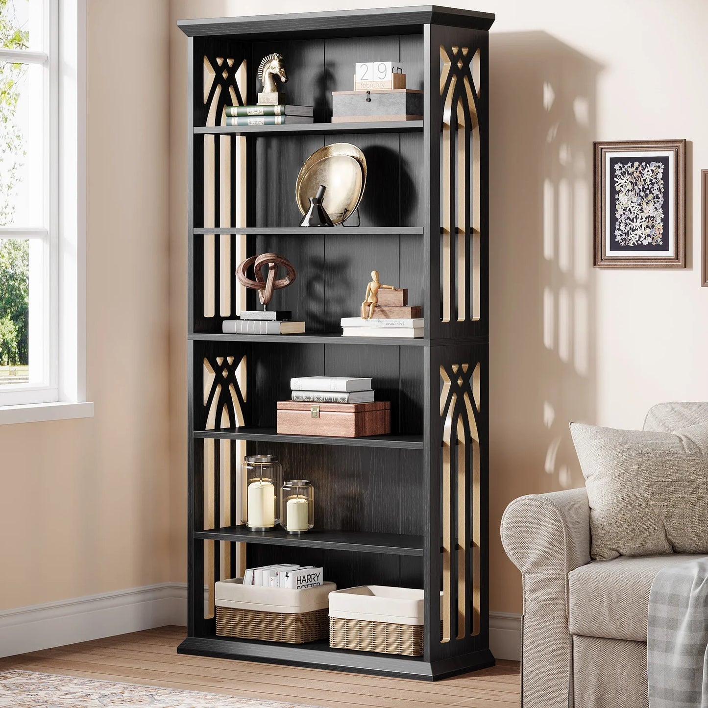 Tribesigns 6-Tier Bookshelf, 75-Inch Tall Bookcase,  Freestanding Display Shelves,