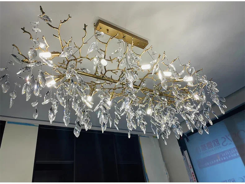 2025 Luxury Gold Crystal LED Chandeliers Living Dining  Lustre Ceiling Pendant Lamps I