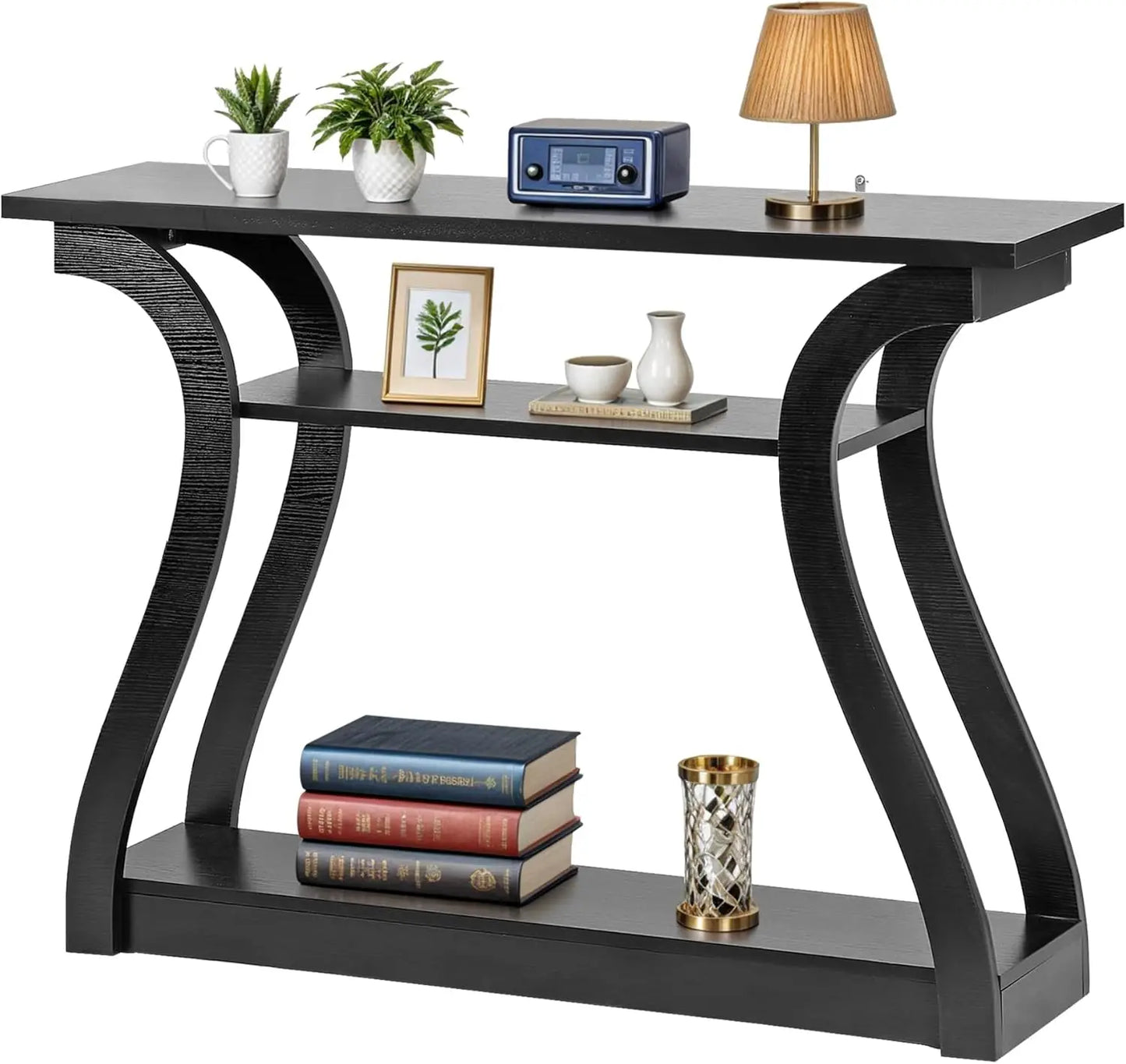 Console Table, Entryway Table with 3 Tier Storage Shelves,