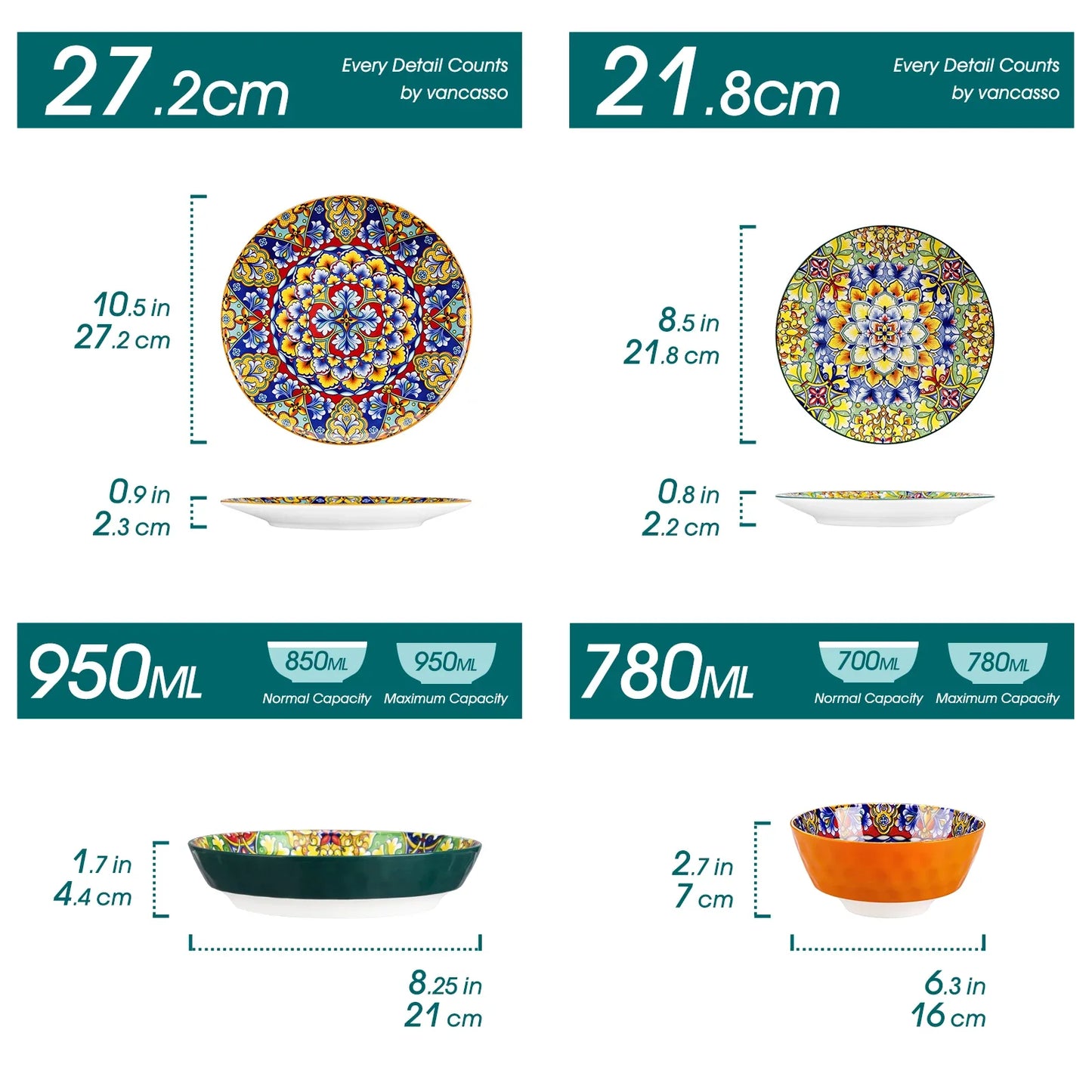 vancasso 12/16/18/24 Piece Ceramic Dinnerware Set For 6