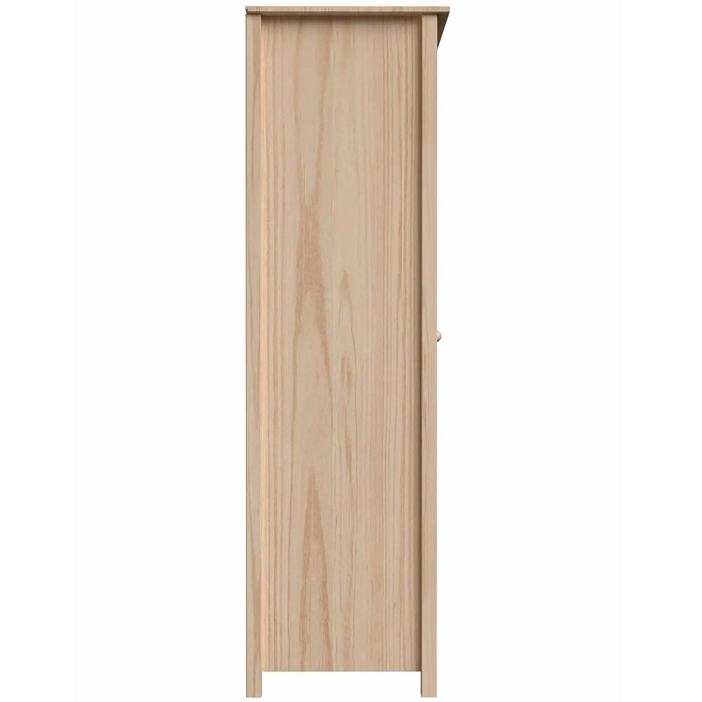 Solid Wood Armoire – 2-Door Wardrobe Cabinet with Adjustable Shelves, Tall Bedroom Storage Closet, Unfinished