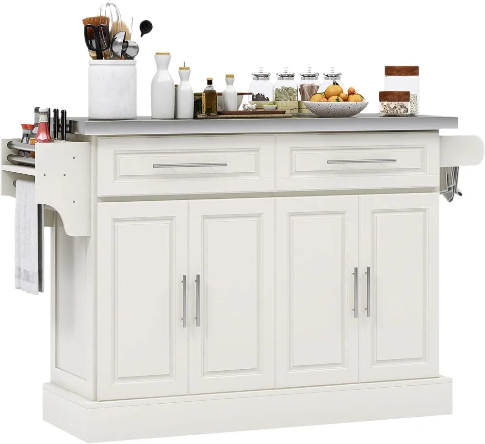 Rolling Kitchen Island Cart with Wheels, Portable Island Table for Kitchen