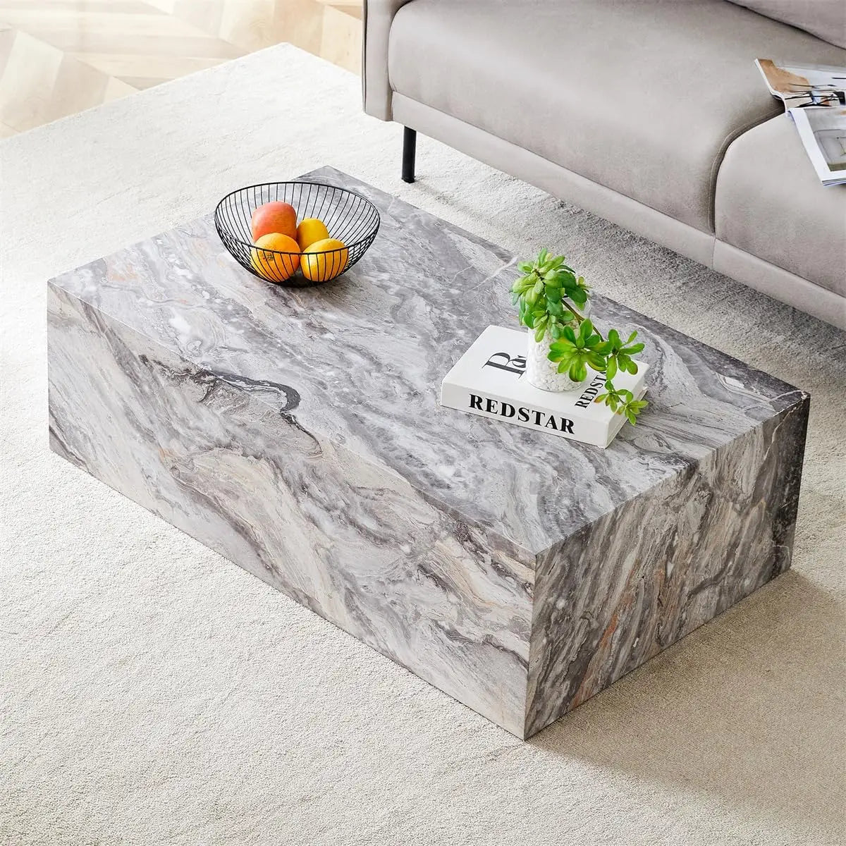 Coffee Table Living Room Table - Modern Faux Marble