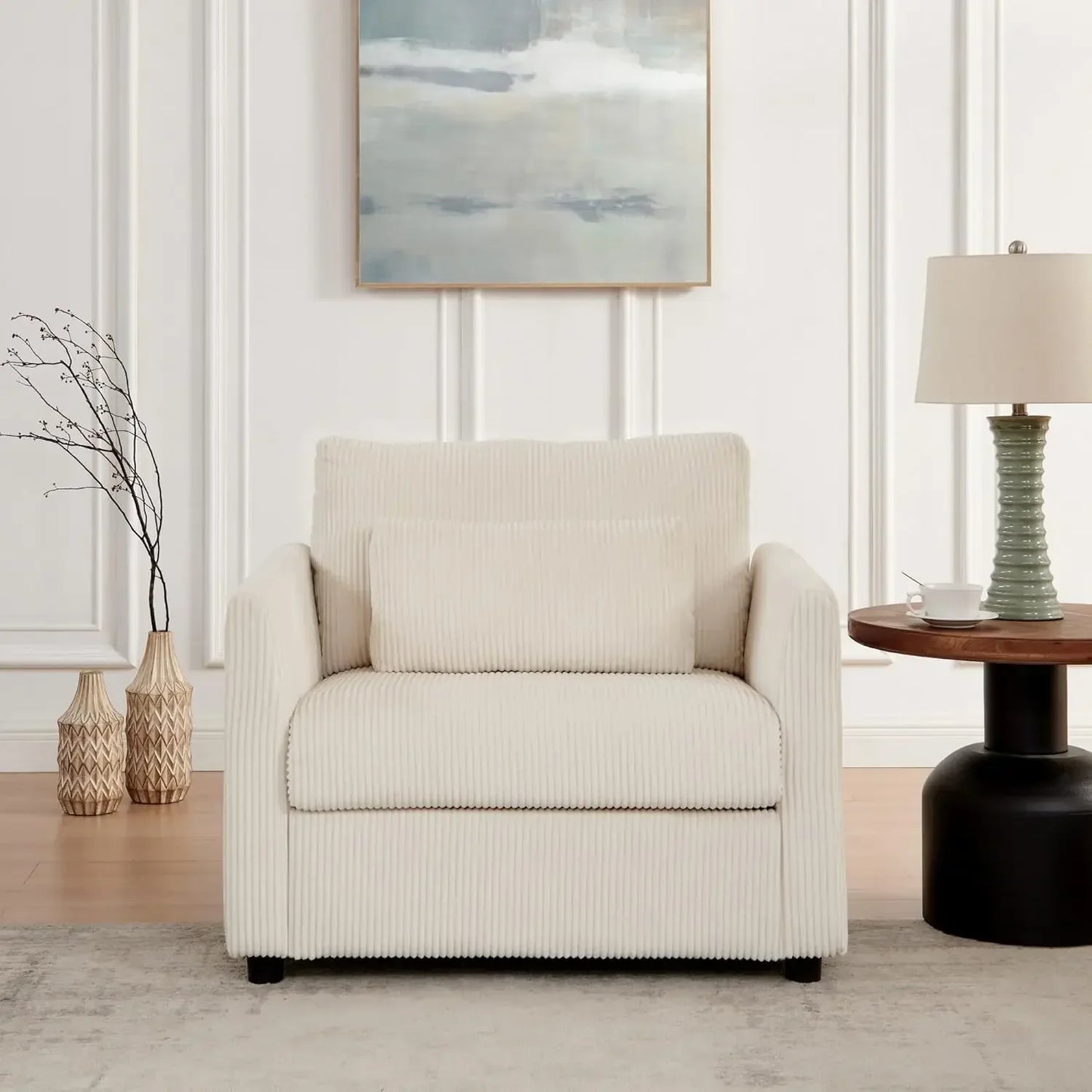 Modern Accent  Living Room Chairs in Corduroy Fabric, for Apartment