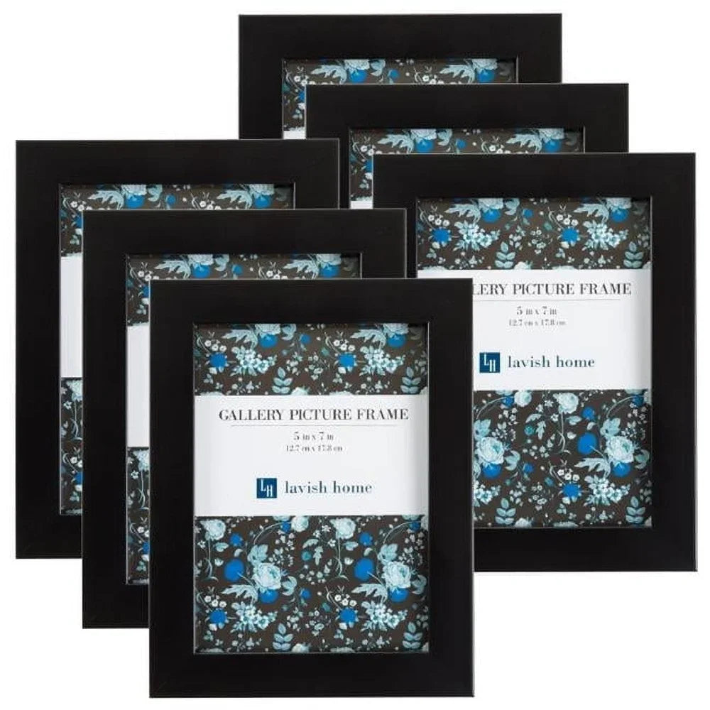 Set of 6 Black Picture Frames 5x7
