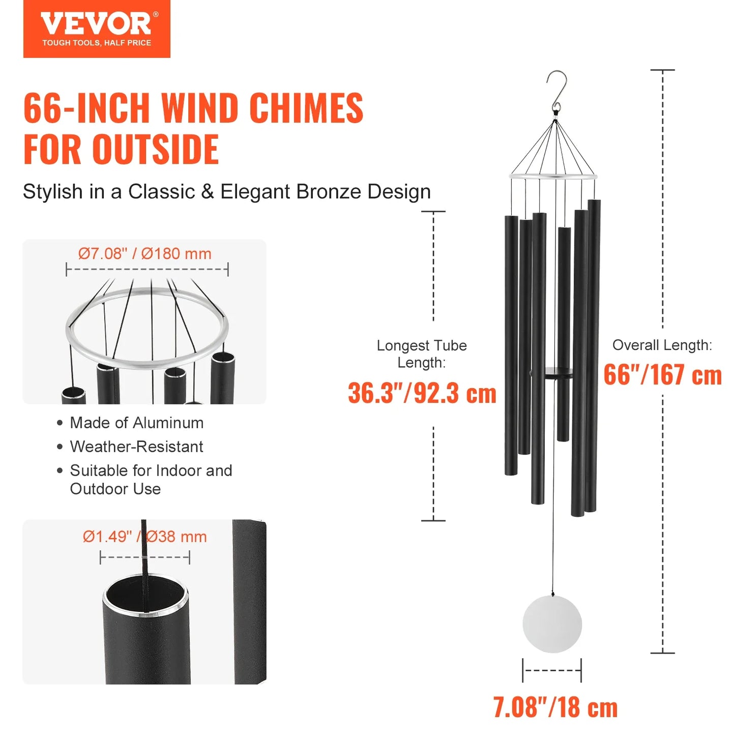 SucceBuy Wind Chimes for Outside Deep Unique Memorial Wind Chimes for Outdoor Decor  Patio Porch Garden