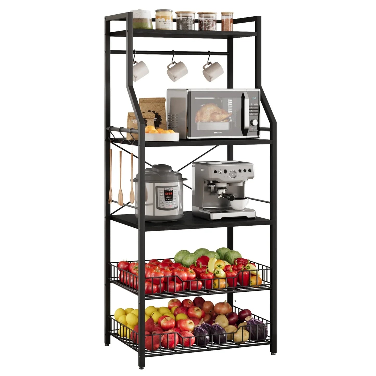 Kitchen Bakers Rack Microwave Oven Stand Coffee Bar Station