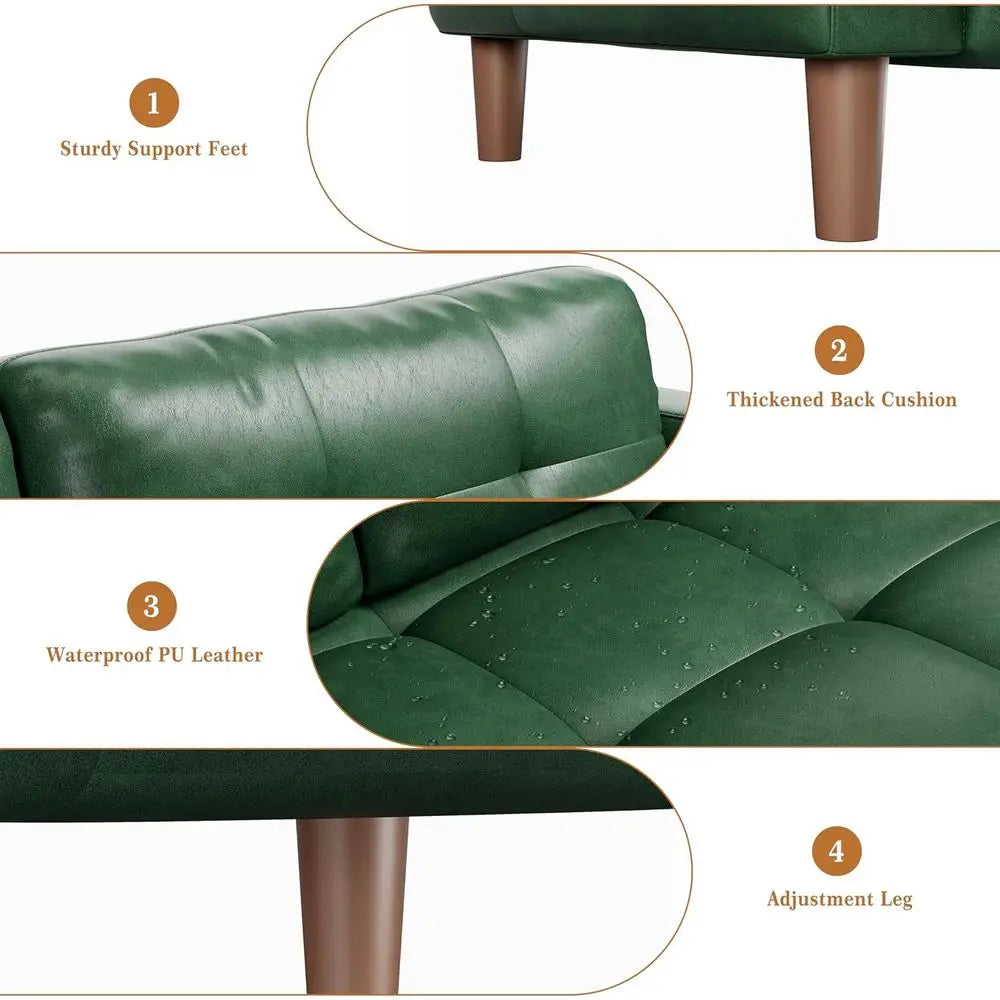 Tri-Seat Wide Leather Sofa with Spring Cushion, Deep Seating and Removable Back Cushions