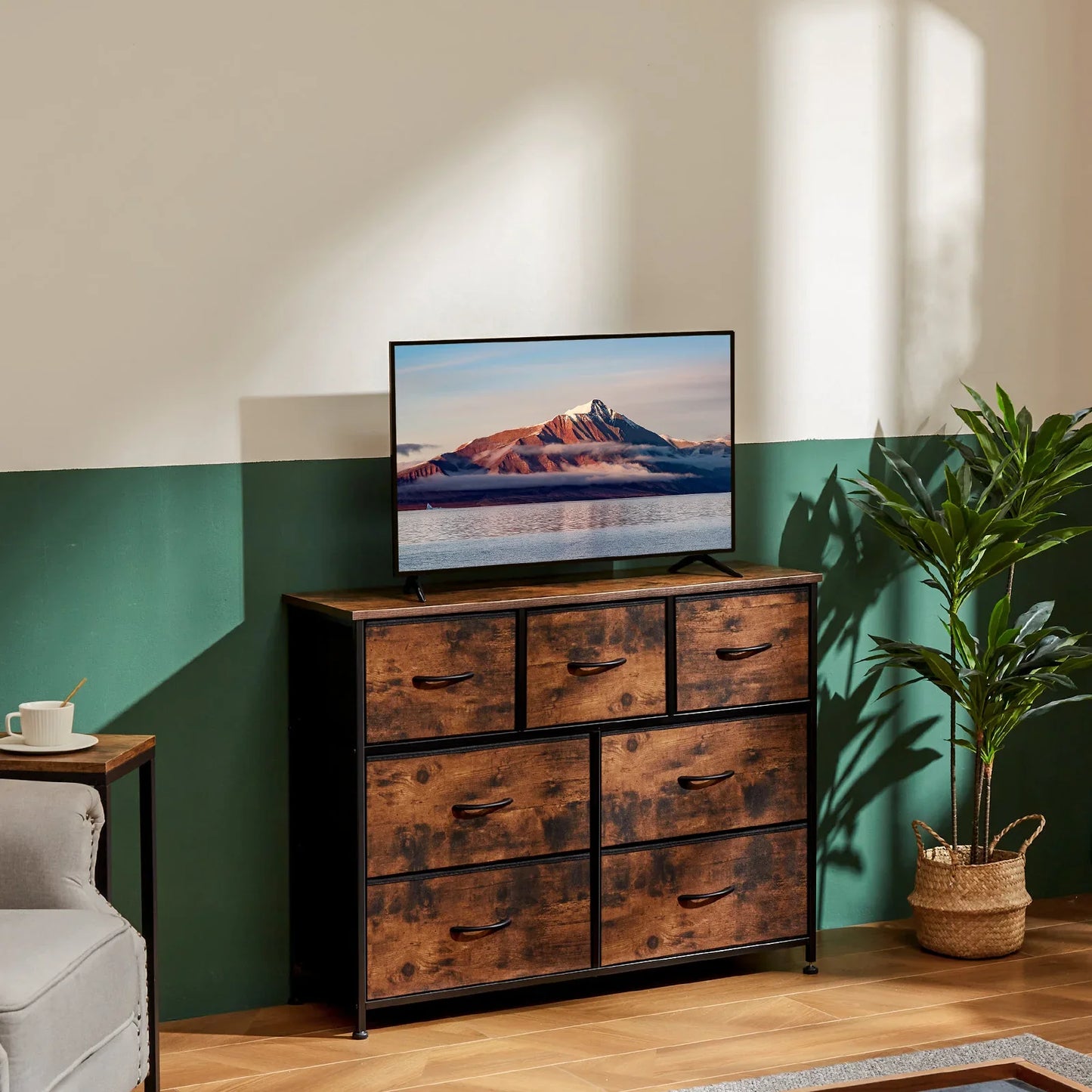 JHK Desser For Bedroom With 7 Fabric Drawers Closet Chest For Living Room Display Cabinet