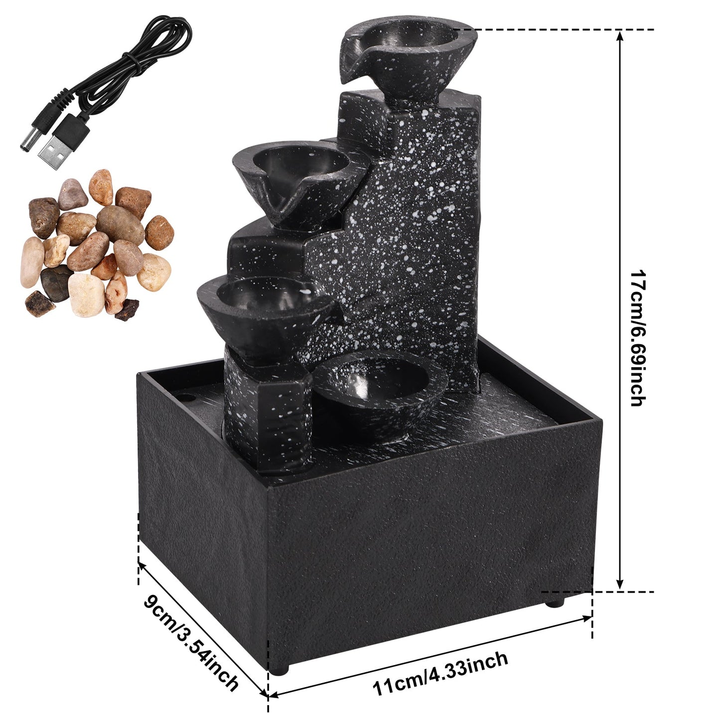 Tabletop Waterfall Home Decor  Desktop Fountain with Soft Lights Flowing Water Ornaments