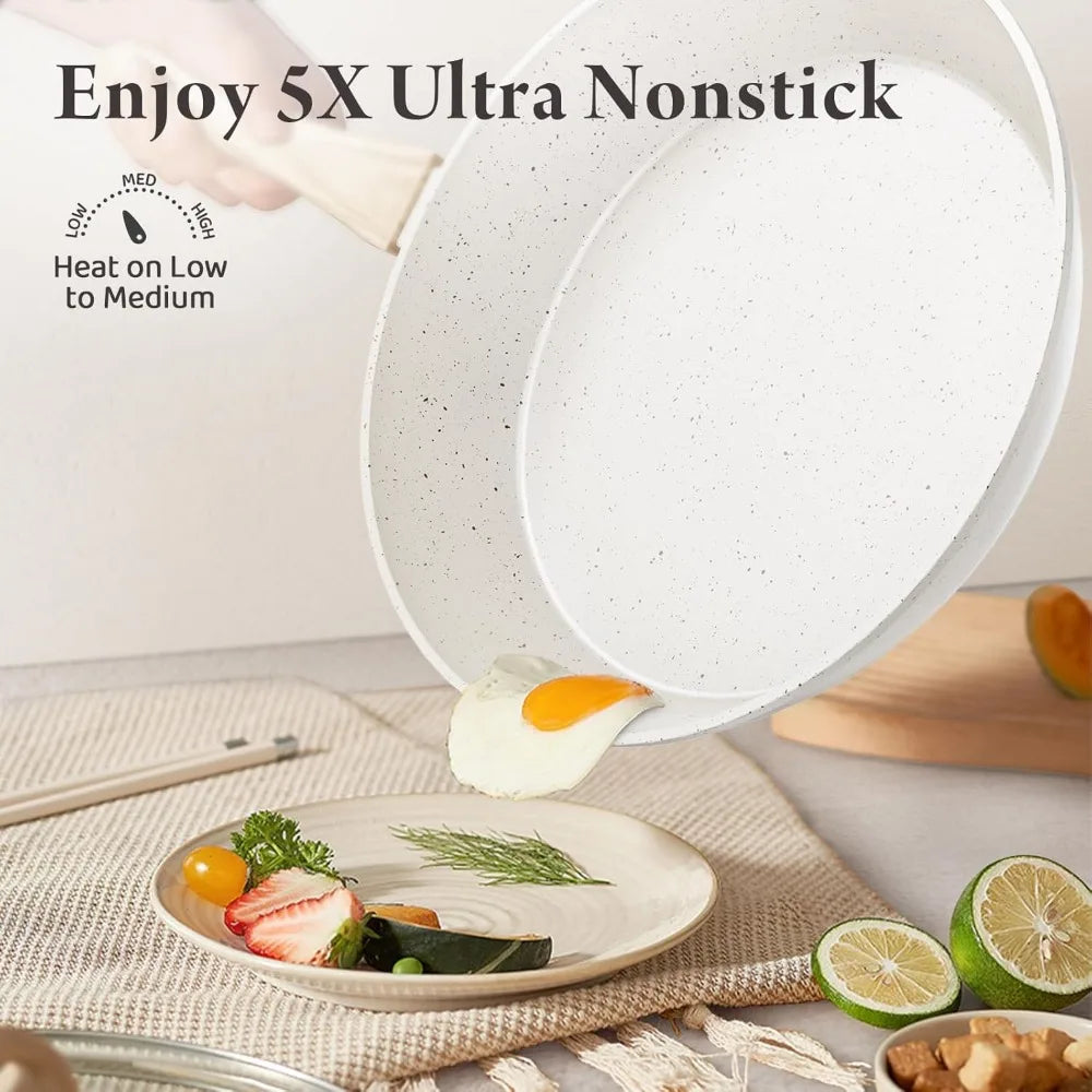 24 Pcs Pots and Pans Set, Non Stick Ceramic Cookware Set  Healthy Non-Toxic