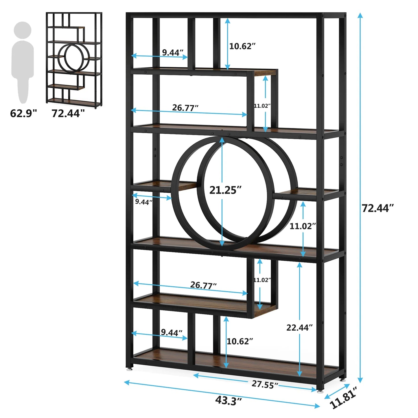 Tribesigns Bookshelf Industrial 5 Tier Etagere Bookcase,
