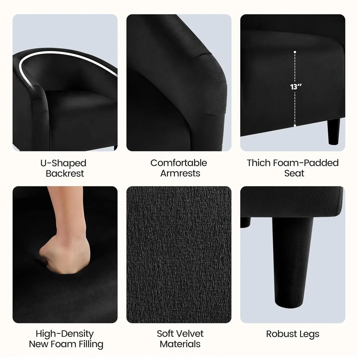 Barrel Chair, Modern Accent Chair Comfy Velvet Chair  for Living Room Bedroom Office,