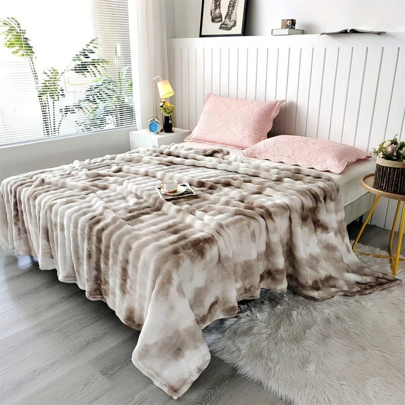 Throw Blanket Ultra-Soft Faux Rabbit Fur
