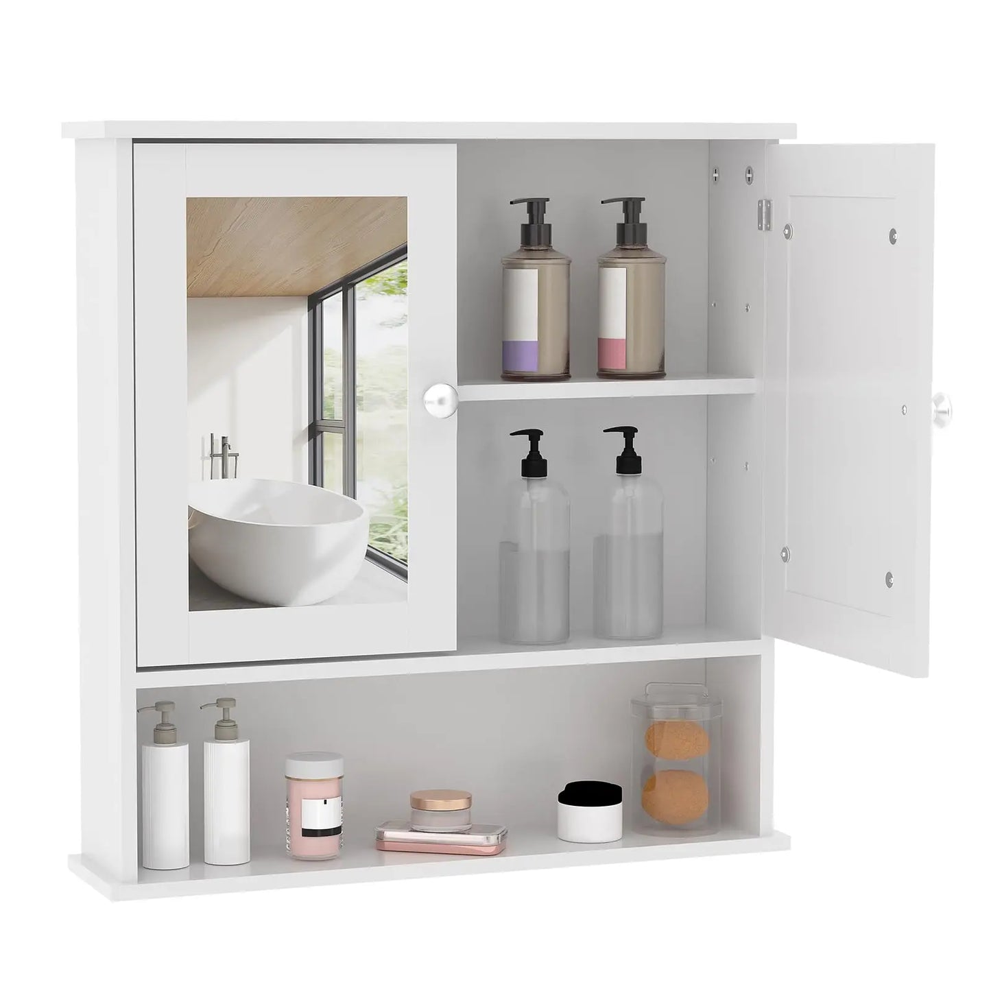 Wall Mounted Medicine Cabinet With Mirror, Adjustable Shelves, Over Toilet Storage, Rustic Cabinet