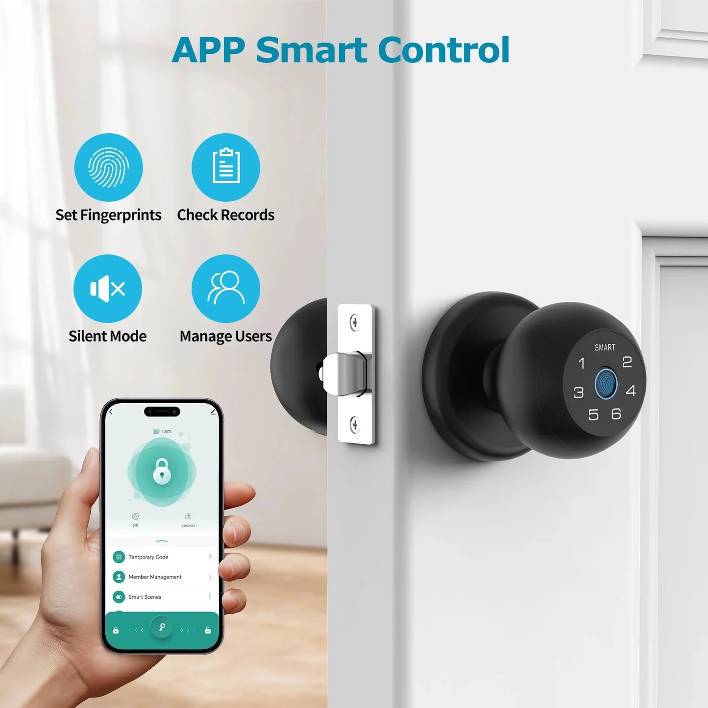Viladepot Smart Lock Fingerprint Door Lock App Control  Electronic Touchscreen Keypad Indoor