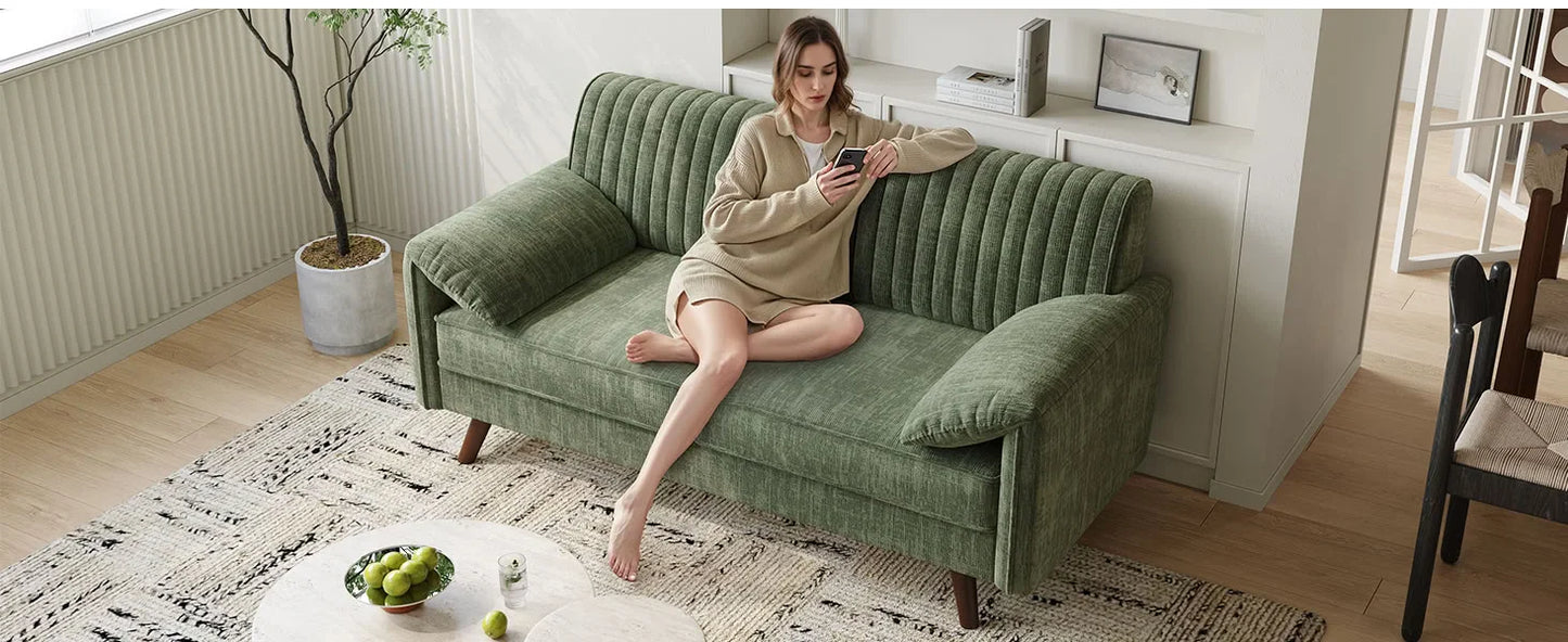 64.5" Loveseat Sofa, Chenille Loveseat, Small Couch for Living Room,  Love Seat