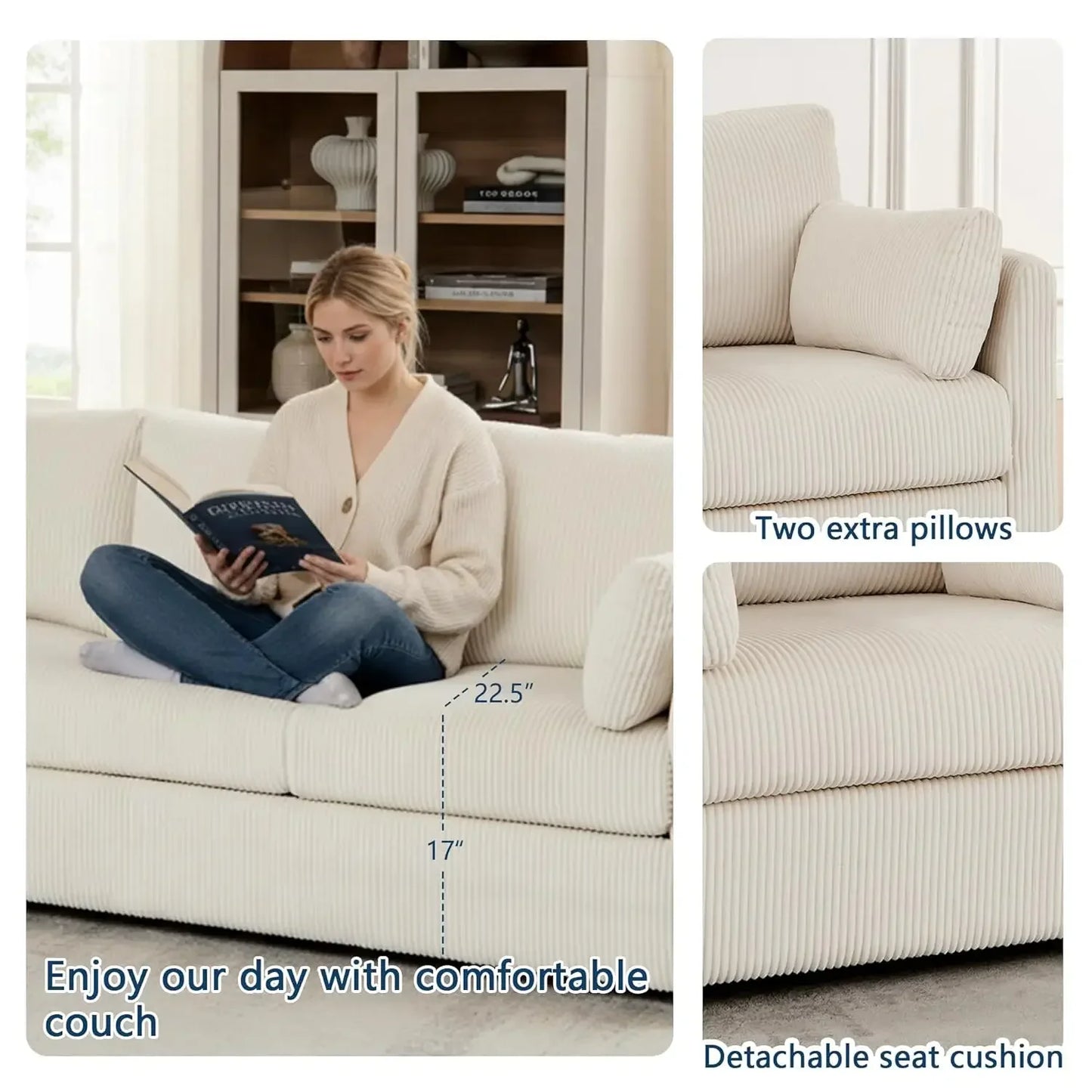 Modern Accent  Living Room Chairs in Corduroy Fabric, for Apartment