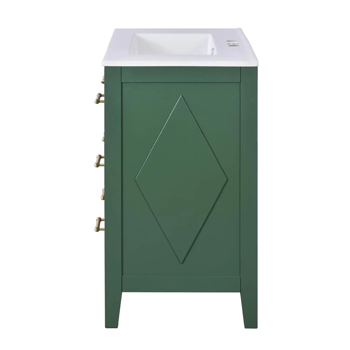 30in Solid Wood Bathroom Vanity Ceramic Sink Storage Cabinet