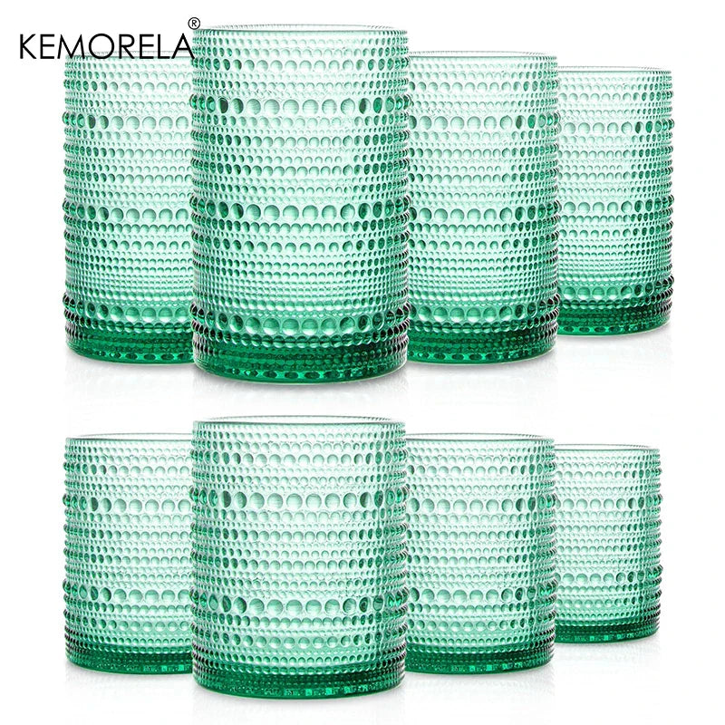 8PCS Vintage Raindrop Glass Cup 300/400ML Highball Glasses